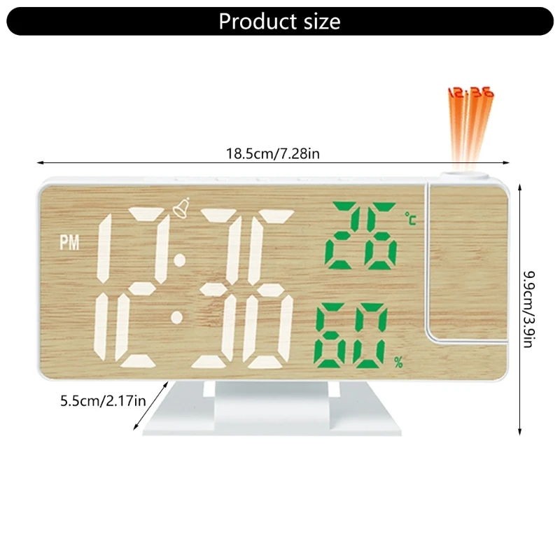 Modern Large Screen LED Clock with Projection and Alarms Temperature Humidity A0KF 6