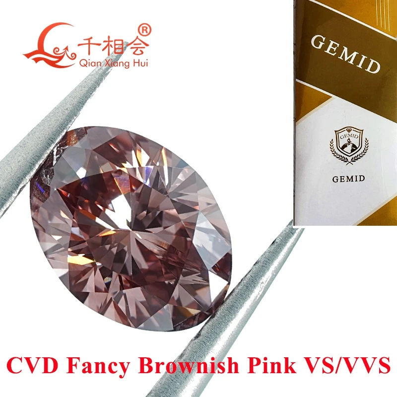 

CVD diamond Fancy Brownish Pink 1ct VS1 clarity oval shape GEMID certificated lab grown diamond loose stone
