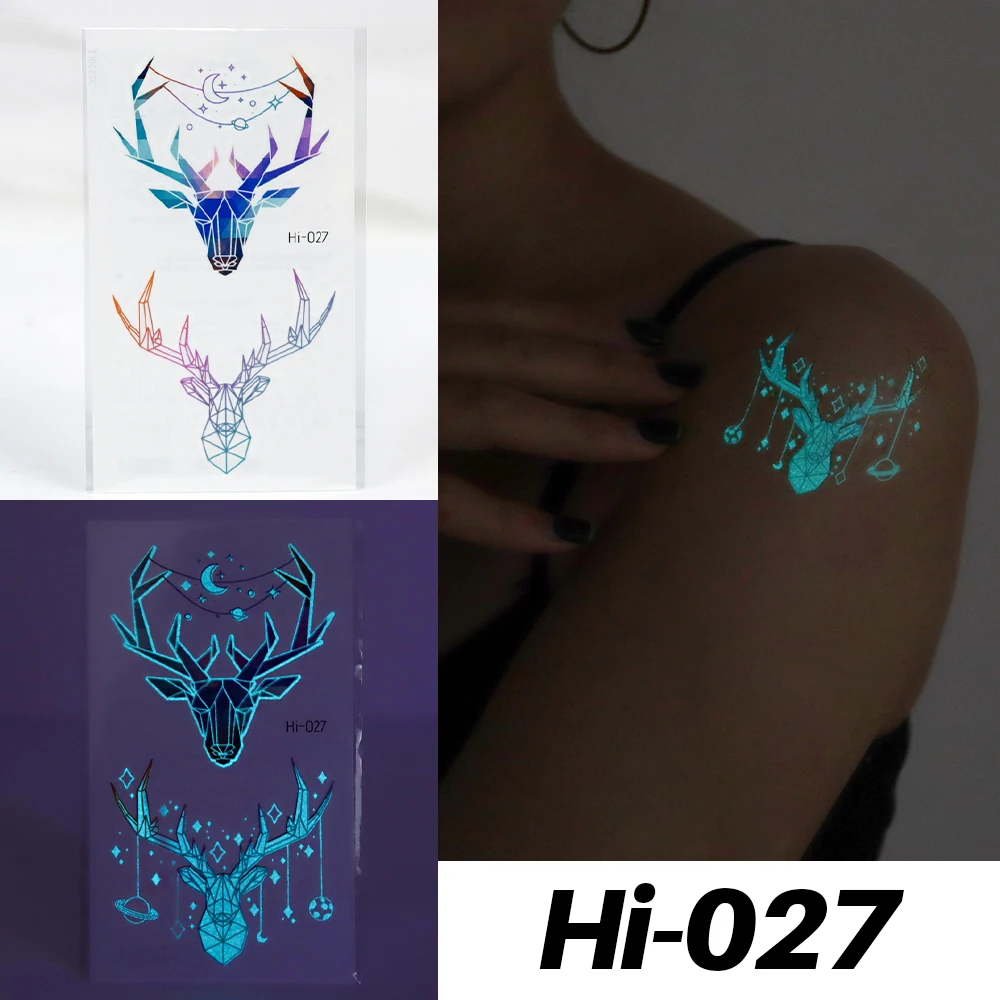 Tatouage Autocollant De Cerf Lumineux Bleu, Faux Tatouage Fluorescent  Temporaire De Couple, Art Corporel, Pour Hommes Et Femmes, 10.5x6cm -  Temporaire Tatouages - AliExpress