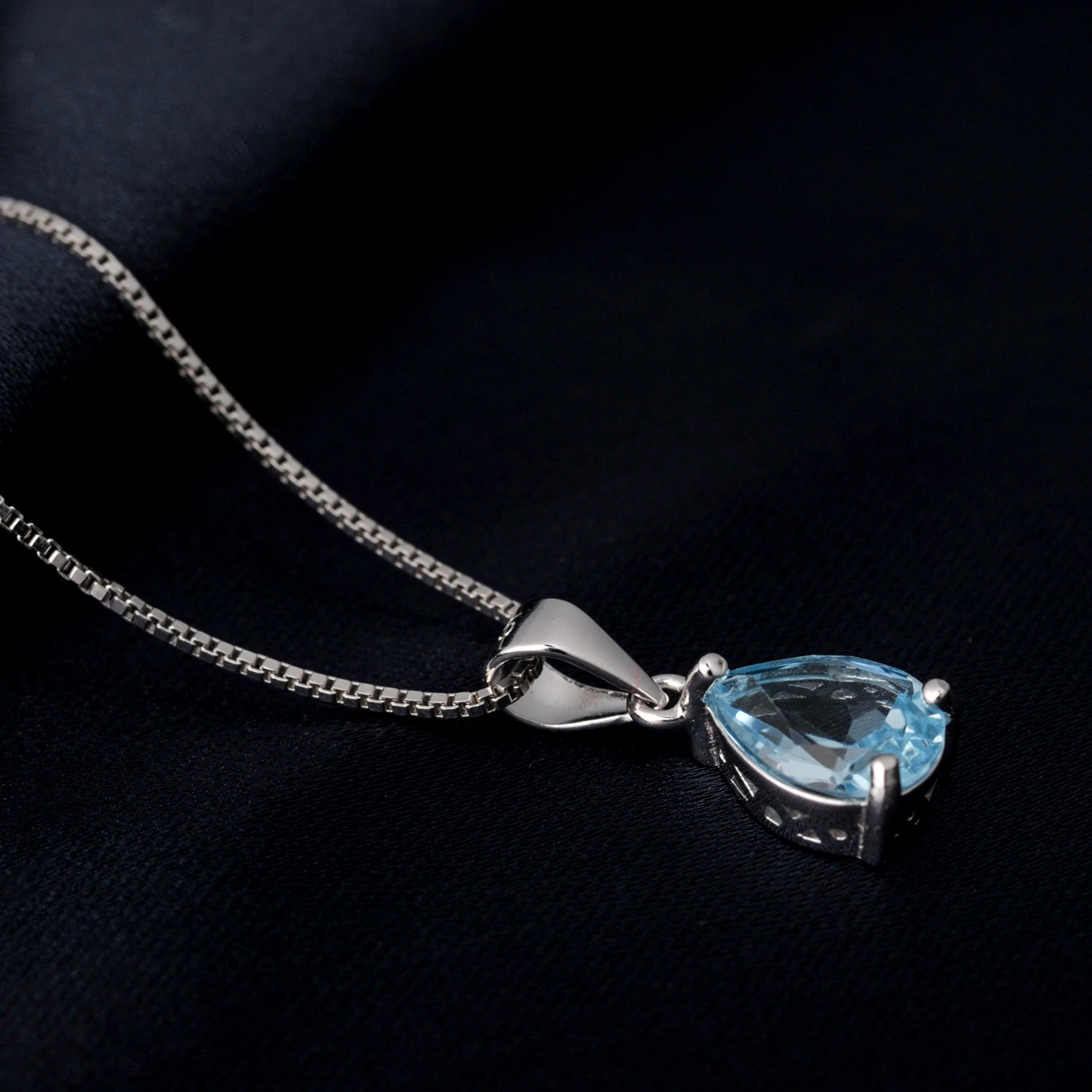 POTIY Birnenförmiger Anhänger mit 2 Karat Himmelblauem Topas, Citrin, Granat und Amethyst, ohne Kette, 925er Sterlingsilber, Geburtsstein-Geschenk für Sie – Detail 13
