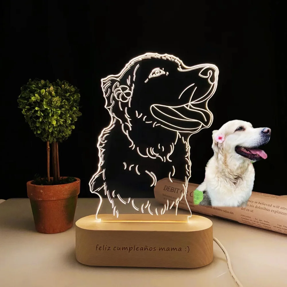 

Custom 3D Pet Photo Night Light Cat Dog 3D Picture Lamp Pets Memorial Lamp Bedroom Décor Gift for Pet Lover Dropshipping