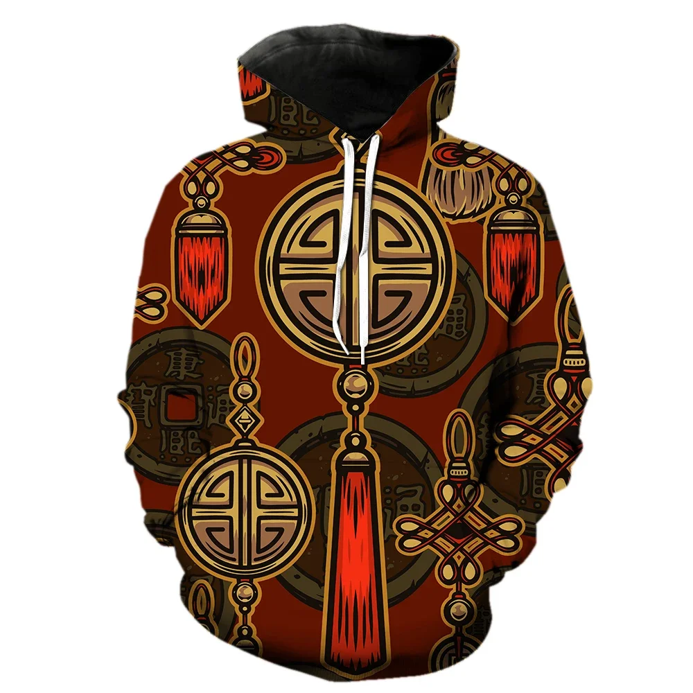 

Chinese Style Men's Hoodie Men's and Women's Casual Street Oversized Fashion Long-sleeved Spring Top 3D Printed Sweatshirt