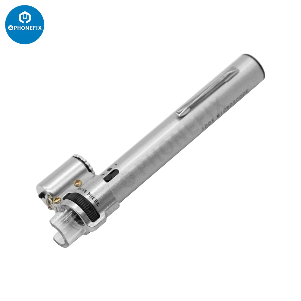 Buyweek 100X Mini LED Magnifier Microscope Jewelers Loupe Magnifying Glass  Pouch 
