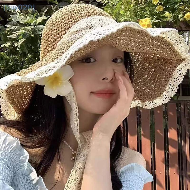 Women Sun Hat Wide Large Brim Beach Hats Summer Straw Hat Foldable Sun Women's Fashion Holiday Beach UV Protection Cap