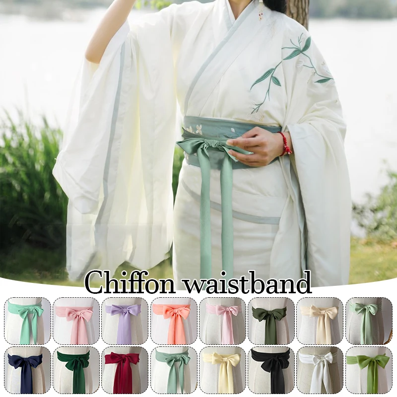 Traditional Chinese Girdle Hanfu Belt 200cm Summer Chiffon Belt Hanfu Waistband Dress Lace Up Long Ribbon Dress Sash Straps