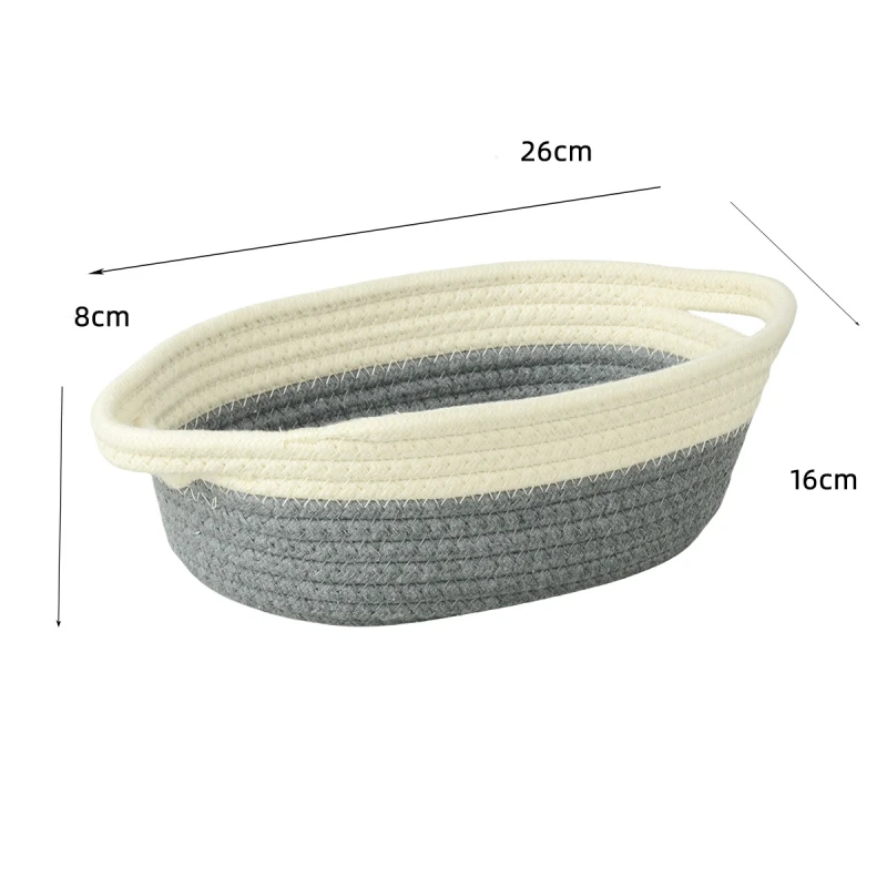 Oval Cotton Rope Storage Basket with Handle, Storage Basket Multi-purpose Storage, Bedroom Storage, Toys, Clothes