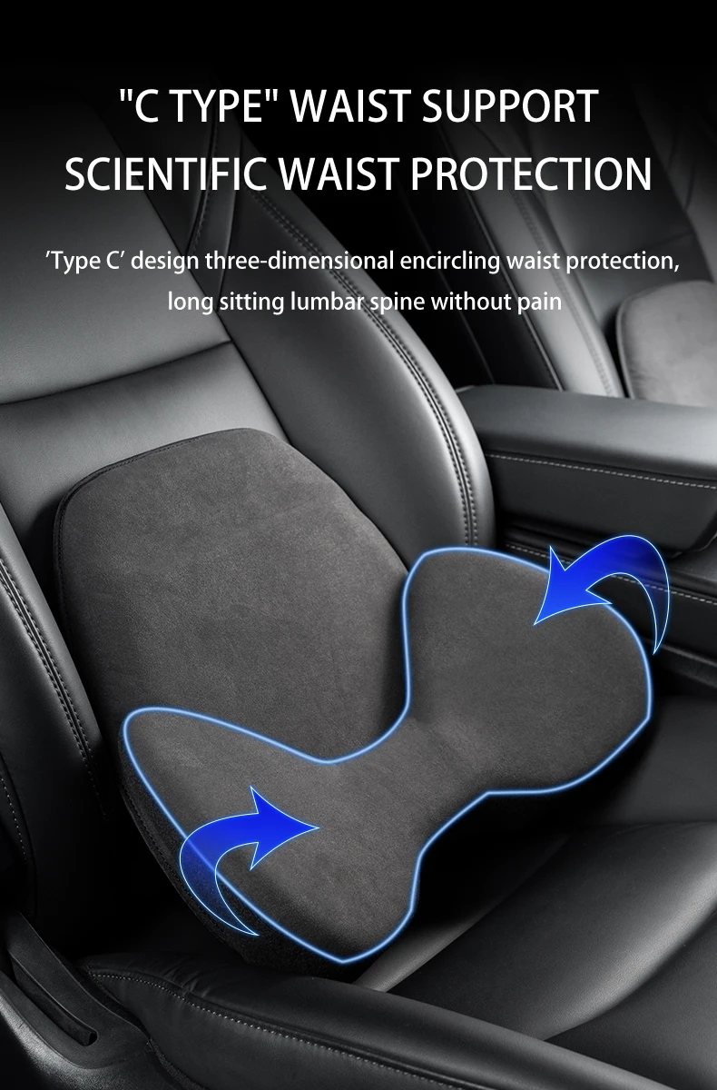 Car neck pillow For Tesla Model Y/Model 3 2018-2024 2025 Suede headrest lumbar s