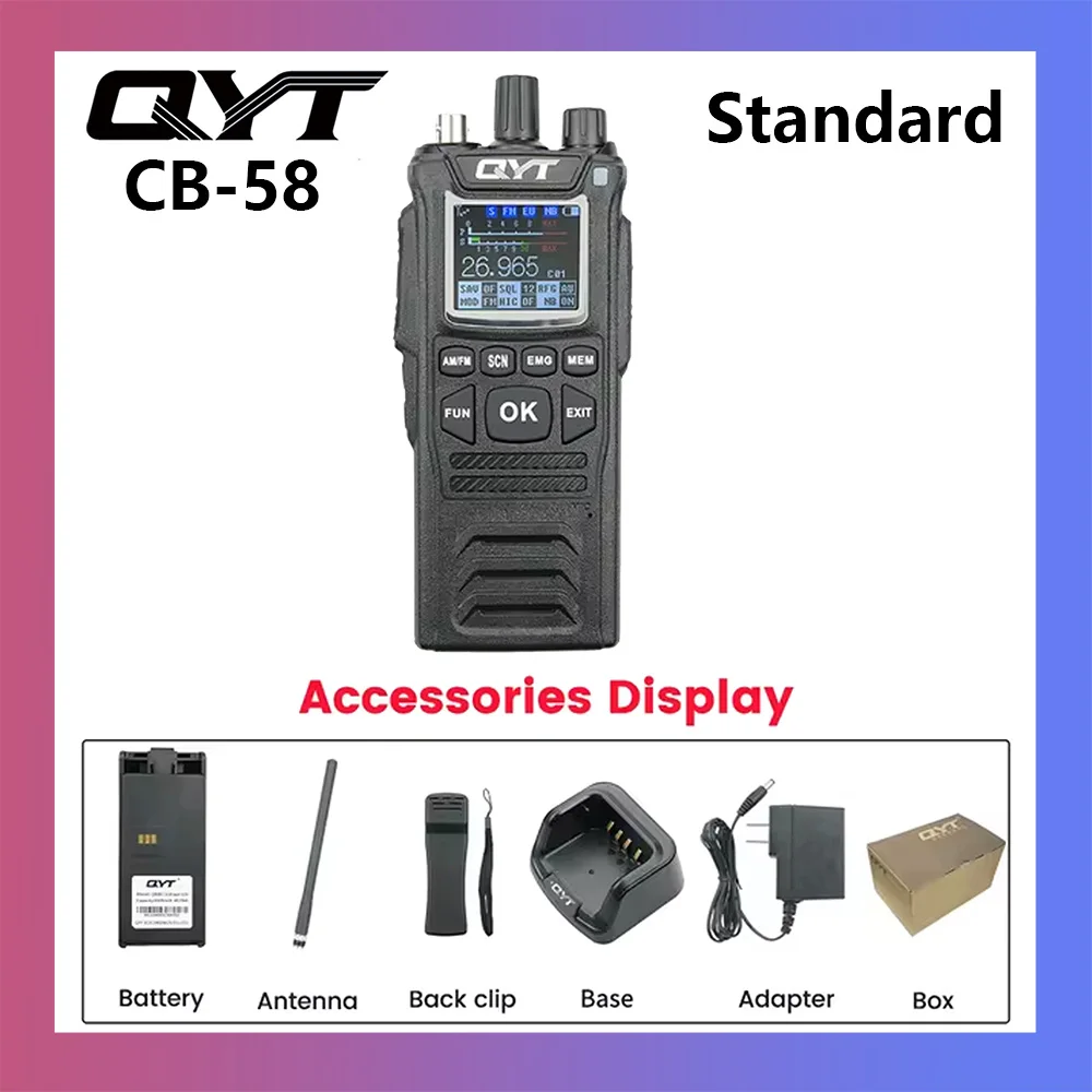 New CB Radio CB-58 26.965-27.405MHz FM AM Mode Citizen Band Radio 27MHz Handheld Walkie Talkie With 4100mAh CB Radio 3