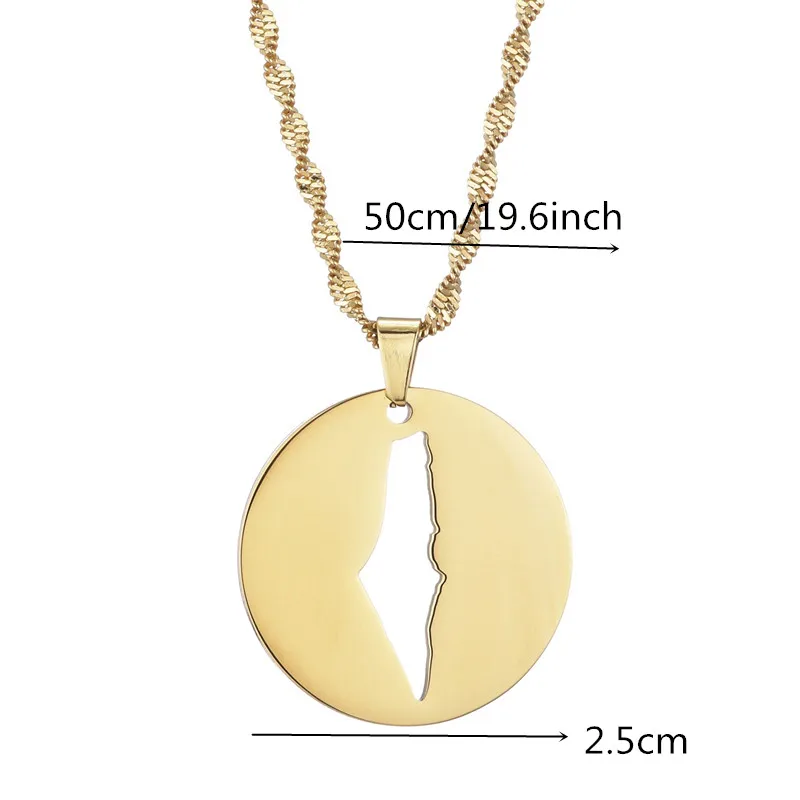 Stainless Steel Israel Palestine Map Pendant Necklace Country Geography Chain for Women Jewelry Gift 6