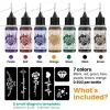 Temporary Tattoo Kit with 7 Bottles of Mixed Color Paste and 6 Stencil Designs, -Easy-to-Use Henna Semi-Permanent Tattoo Set 4