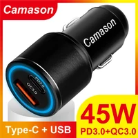 Camason 45W Car Quick Charger USB Type C Charge For iphone Xiaomi Huawei phone PD QC 3.0 24V/12V Fast Charging Adapter products 1