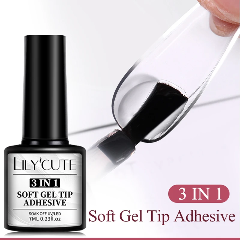 Description Picture 5 of itemLILYCUTE 7ML 3 IN 1 Clear Soft Gel Tip Adhesive Extension Function Glue Nail Polish Press On False Nails Long Lasting Manicure