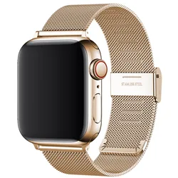 Elegant Milanese Stainless Steel Watch Band Strap - Ultra 49mm (Rose gold)