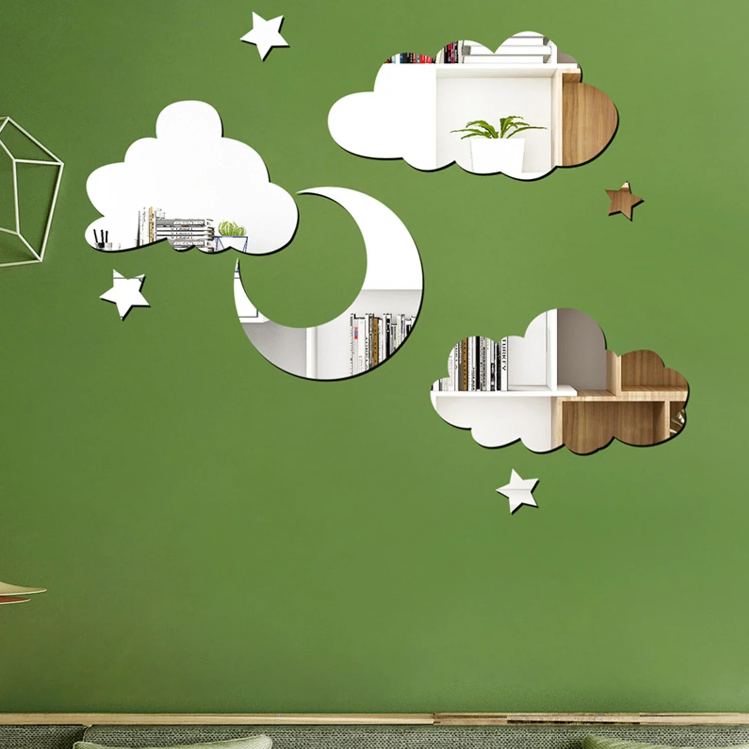 3D Cloud Star Moon Acrylic Wall Sticker Self-Adhesive Mirror Art Wall Sticker Living Room Background Bedroom Home Decoration 5