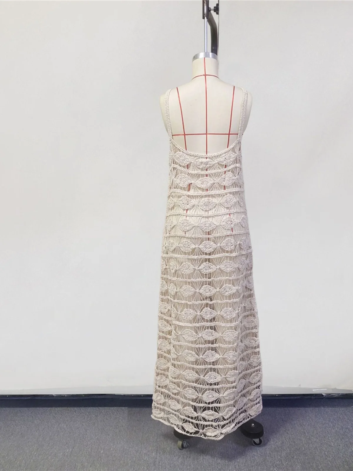 2026 Cover-ups Beach Dress Beach Wear Beachwear Female Women V Neck Halter Hollow Out Crochet Knitted Tunic Beach Cover Up V8293 6