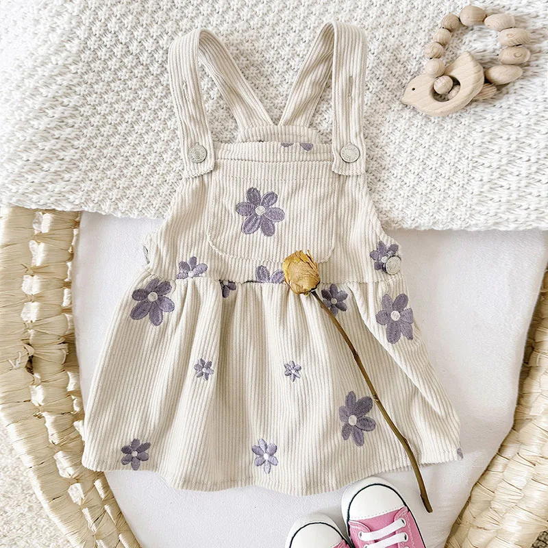 Cute Purple Embroidered Baby Girls Dress