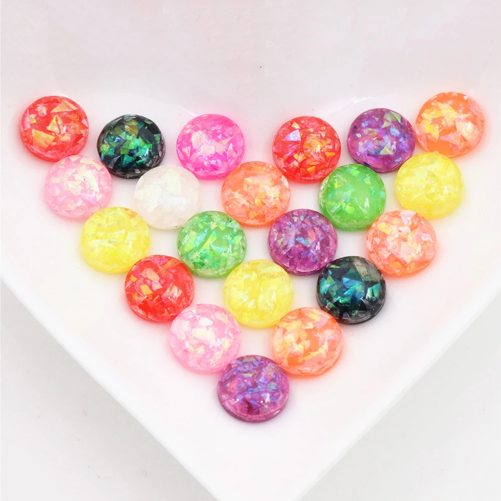 New Fashion Mix Color Flat Back Resin Cabochons with Built-in Metal Foil