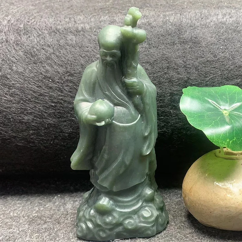 

Natural Hetian Jade Three-dimensional Carving Longevous Jade Pendant Jewelry Lucky Exorcise Evil Spirits Amulet Fine Jewelry