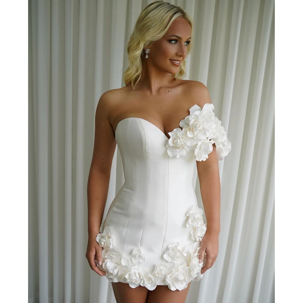 

Белое вечернее платье, мини-юбка без рукавов, милое коктейльное платье длиной до колена, специальные женские платья с аппликацией