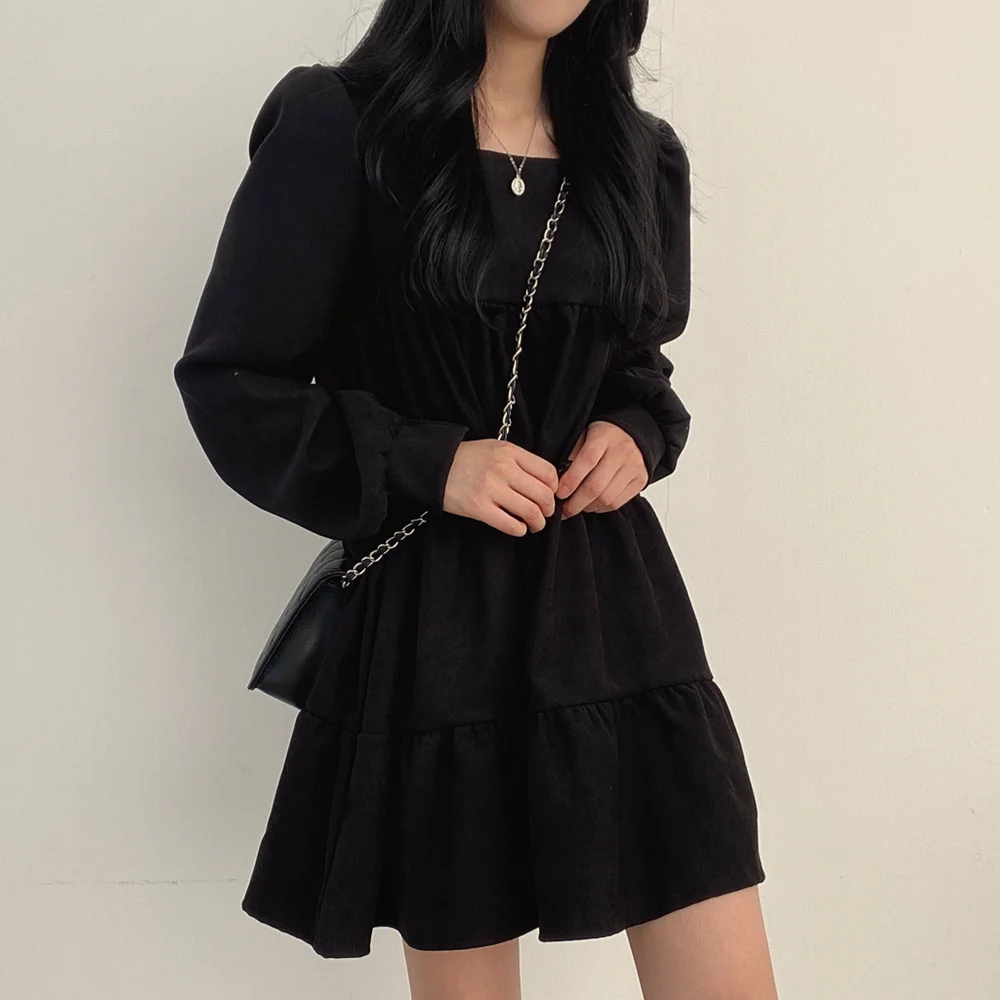 Elegant 2 Piece Dress Set Women Long Sleeve Crop Tops + Casual Black Midi  Skirt 2022 Autumn Slim Retro Office Lady Korean Suits