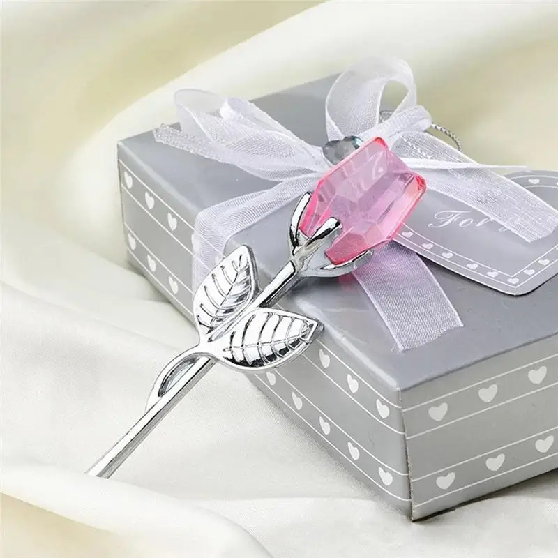 Mini Crystal Glass Roses Wedding Party Valentine's Day Gifts Creative Christmas Souvenirs Home Wedding Decoration Rose Ornaments