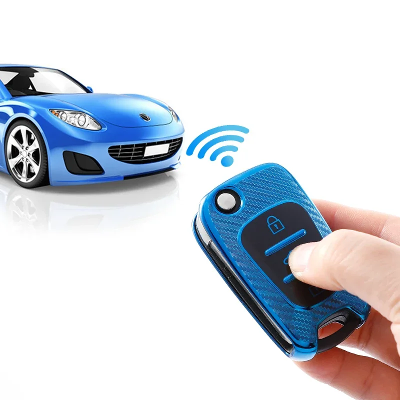 Carbon Fiber TPU Car Key Case Cover For Kia Ceed etc key case cover key case car key shell