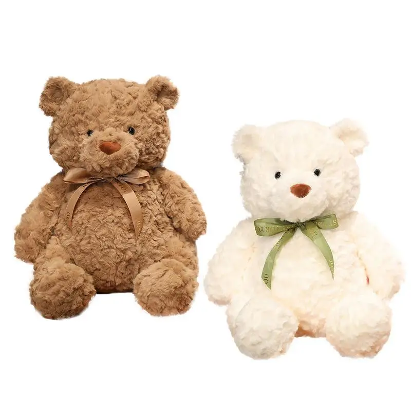 Brown Bear Plush Curly Hair Brown Bear Plushie Soft Cartoon Stuffed Dolls Bed Ornaments Decorative Hugging  for Pillow Supplies usb heater electric heated pads soft winter heating cloth neck 5v warmer pads for cervical pillow scarf foot winter supplies