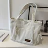 Corduroy Commuter Tote Bag Large Capaci Canvas oulder Handbag for Students And Young People Korean Sle Soft Polyester L...