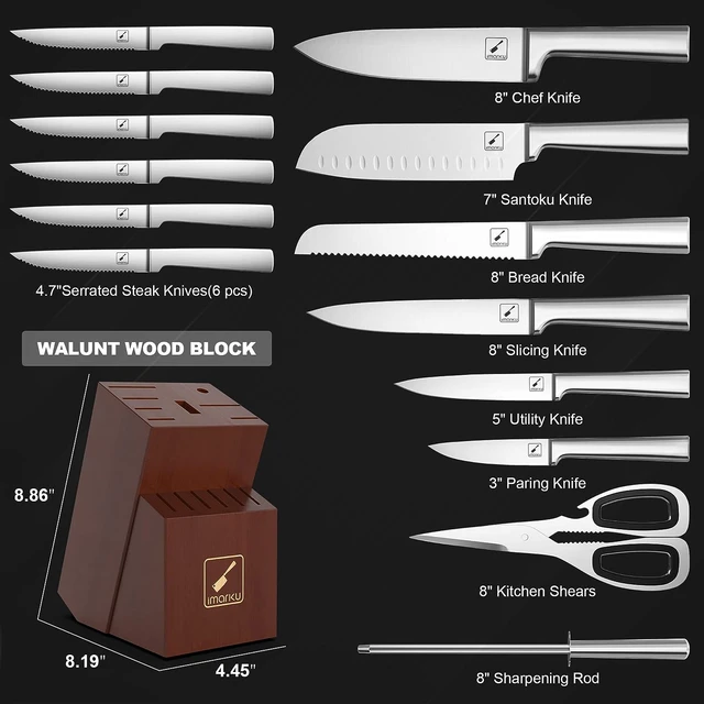 Set - imarku Kitchen Knife Set 15 Piece Japanese Stainless Steel