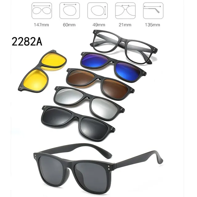 5 In 1 Custom Men Women Polarized Optical Magnetic Sunglasses Clip Magnet Clip on Sunglasses Polaroid Clip on Sun Glasses 4