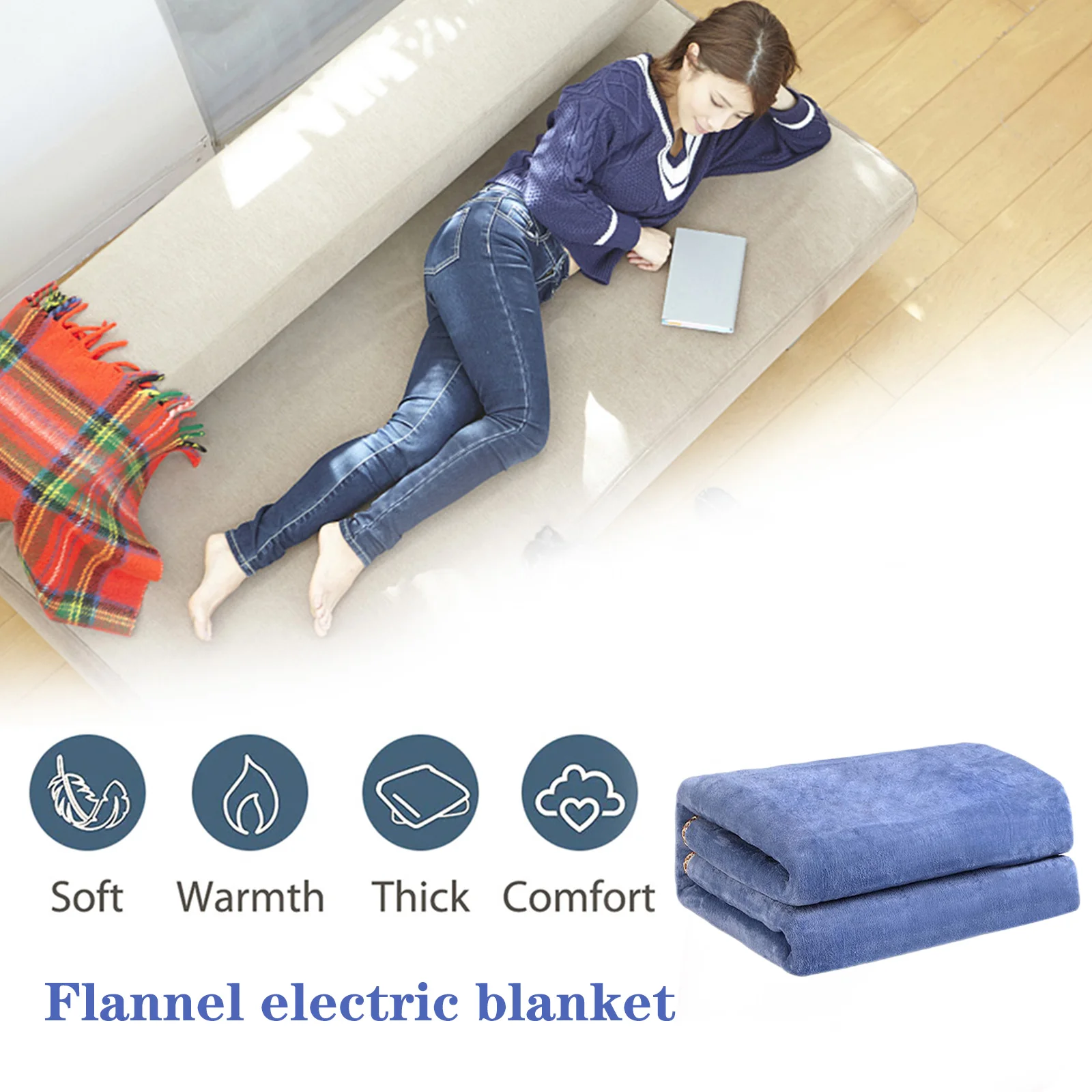 Electric Blanket 220V Heated Throw Blanket Flannel Blanket Mattress 3 Heat Settings with Switch Winter Body Warmer