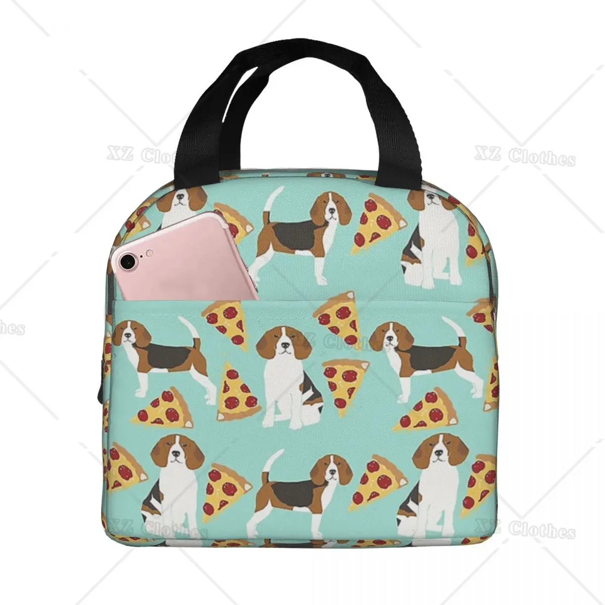 

Beagles Dog Lunch Bags for Women Men Kids Pizza Thermal Cooler Waterproof Picnic Food Funny Polyester Lunch Box for Picnic Trip
