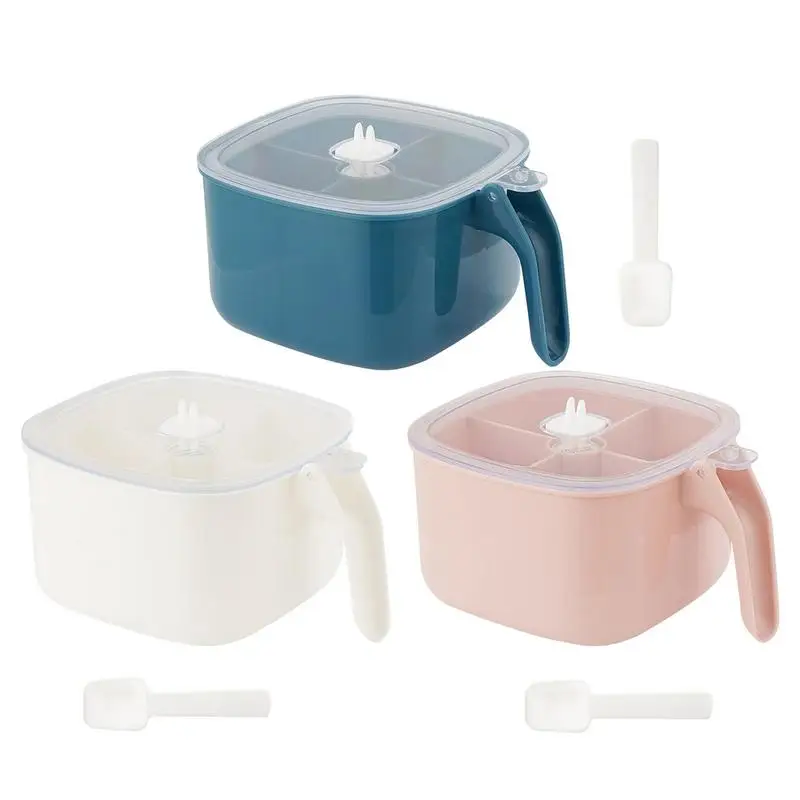 

Seasoning Box Counter Top Sugar Bowls With Lid 4-Cell Clear Spice Rack Box Portable Ketchup Bottle Salad Dressing Container