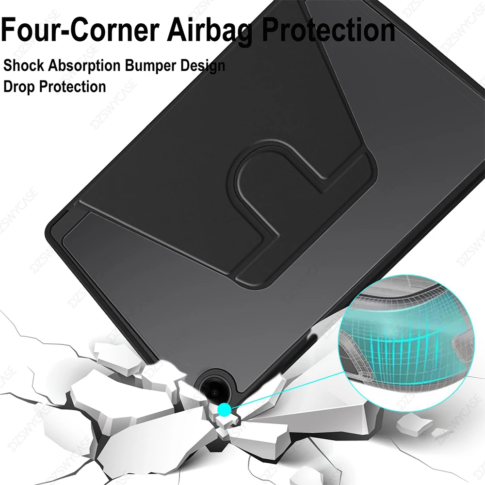 Lightweight Transparent Tablet Case with Pencil Holder and 360° Rotating Stand