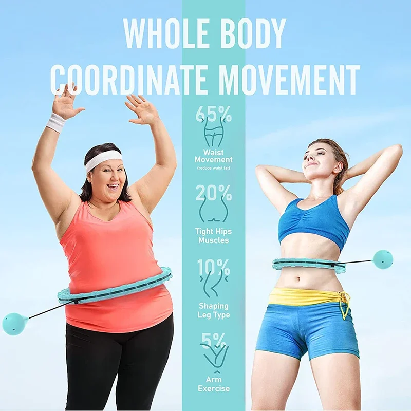 Weighted Hula Circle Hoops for Adults Weight Loss Plus Size 2 in 1 Adjustable with Detachable Knots