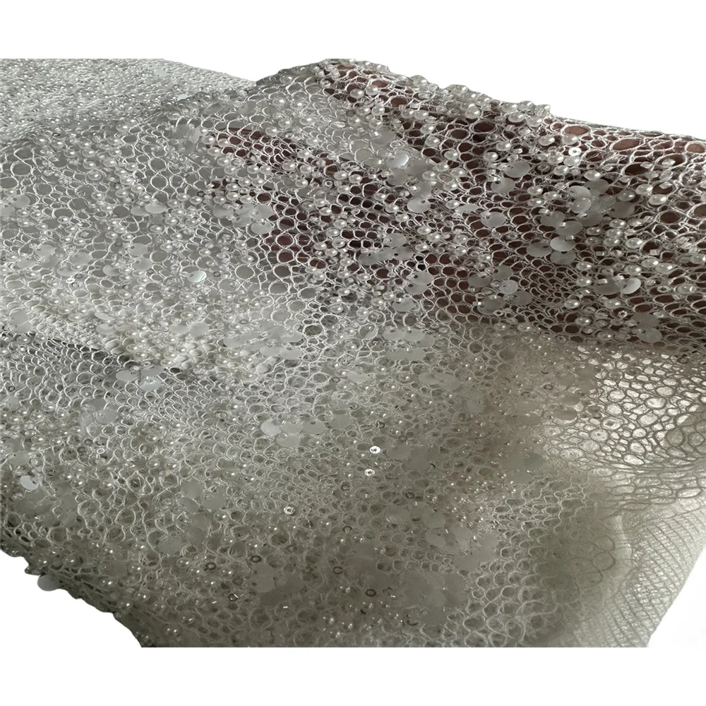 

Африканская кружевная ткань с бусинами и блестками, высокое качество, ткань с вышивкой из французского тюля