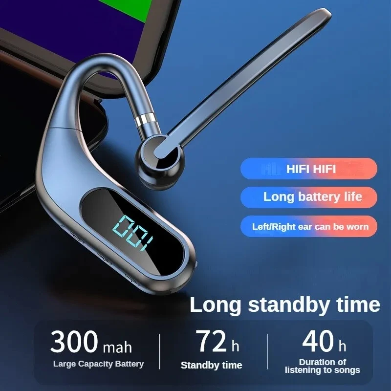 Kj12 Bluetooth Headset Digital Power Display Clear Sound Quality Long Battery Life Business Headset In-ear Comfortable 3
