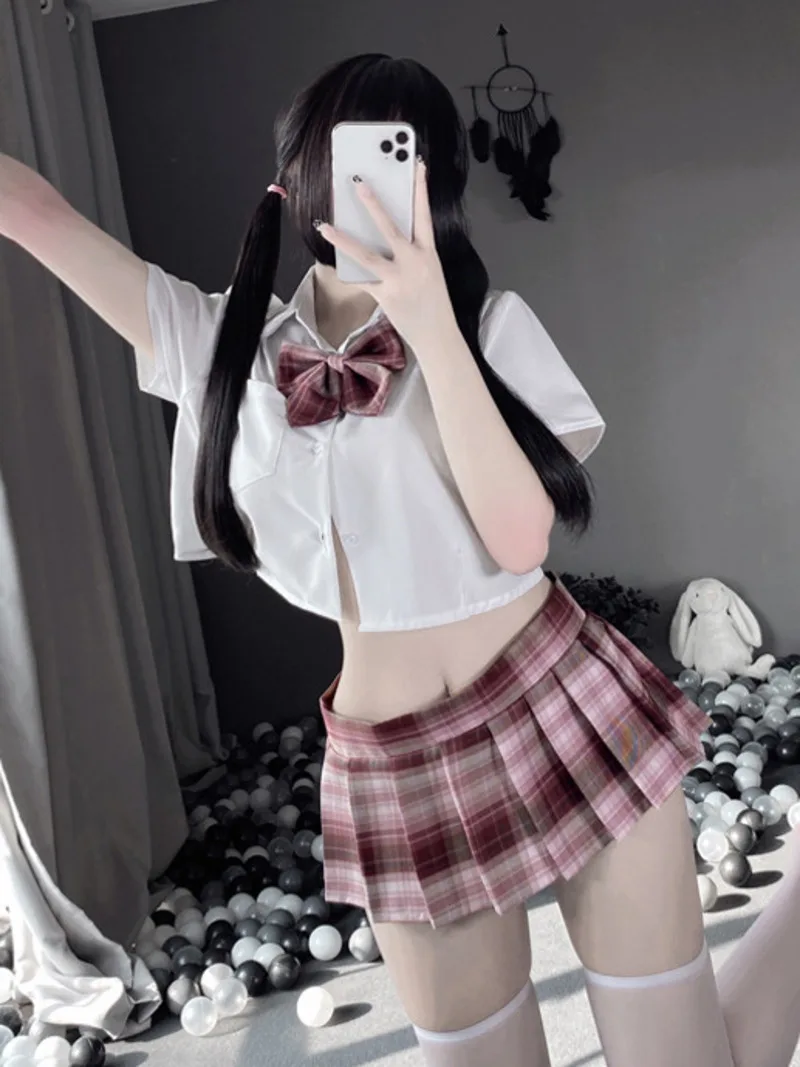 

Привлекательный костюм JK Passion Соблазнительная юбка плиссированная Тонкая Клетчатая дизайнерская Очаровательная Элегантная Милая юбка с бантом 8JYY