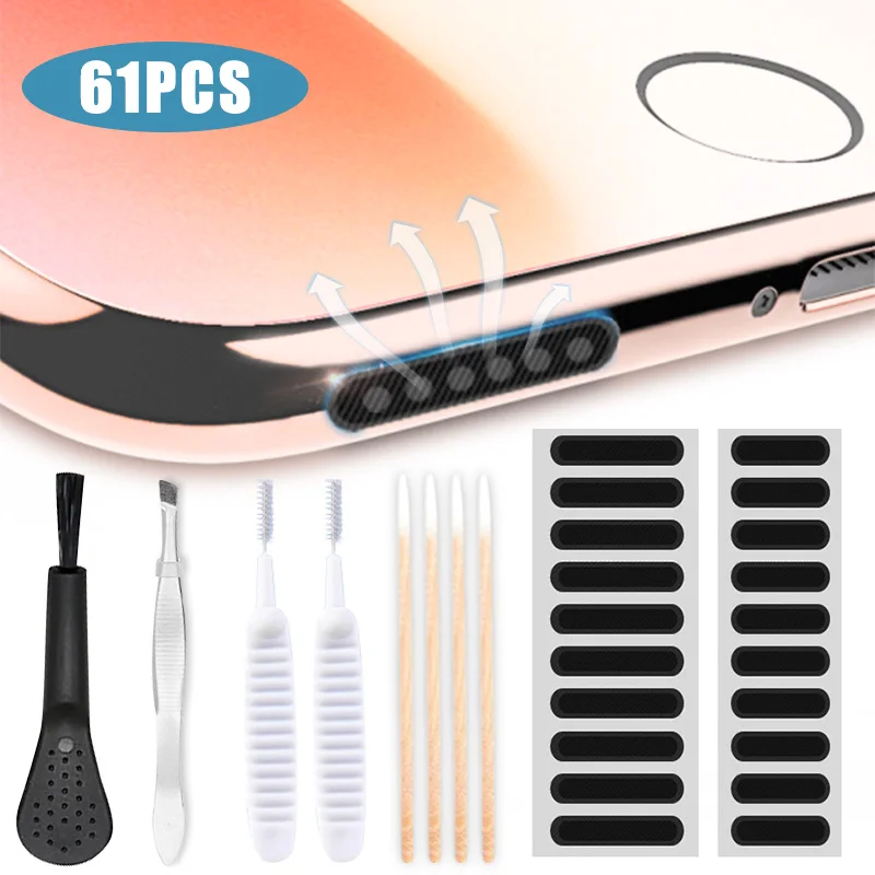 

13/61pcs Mobile Dust Plug Cleaning Speaker Dust Cleaner Tool Shower Head Cleaning Brush For Iphone Samsung Xiaomi Universal Kit