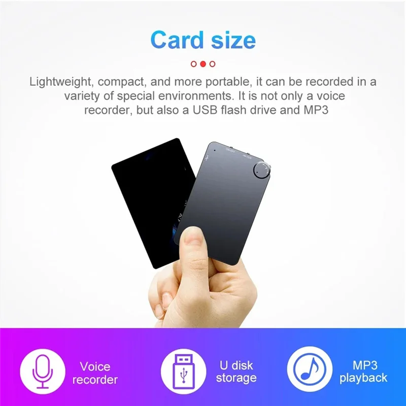 Ultra-Thin Noise Reduction Recorder Mini Digital Recorder Professional Portable For Classes, Meetings