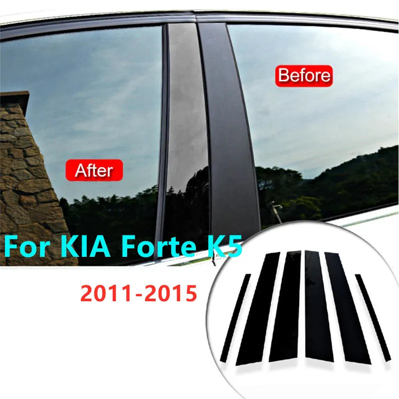 

6Pcs Car Door Window Pillar Post Covers Trim For KIA Forte K5 2011-2015 Car Stickers AUTO Accessories