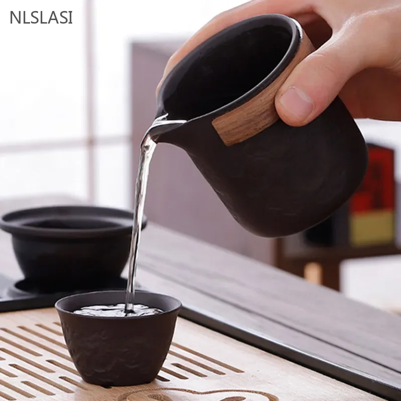 Yixing Purple Clay Tea Set Handmade Beauty Teapot Drinkware Tea Pot and Cup Set Chinese Zisha Puer Teaset with Storage Bag