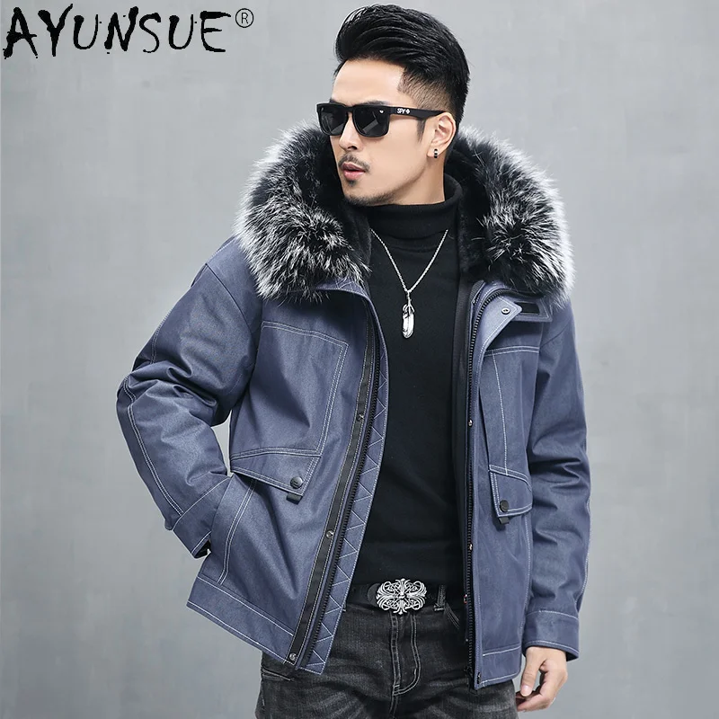 

Warm Thick Raccoon Fur Collar Jackets Men Winter 2021 Hooded Real Rabbit Liner Parkas Male Chaquetas Hombre Gxy776