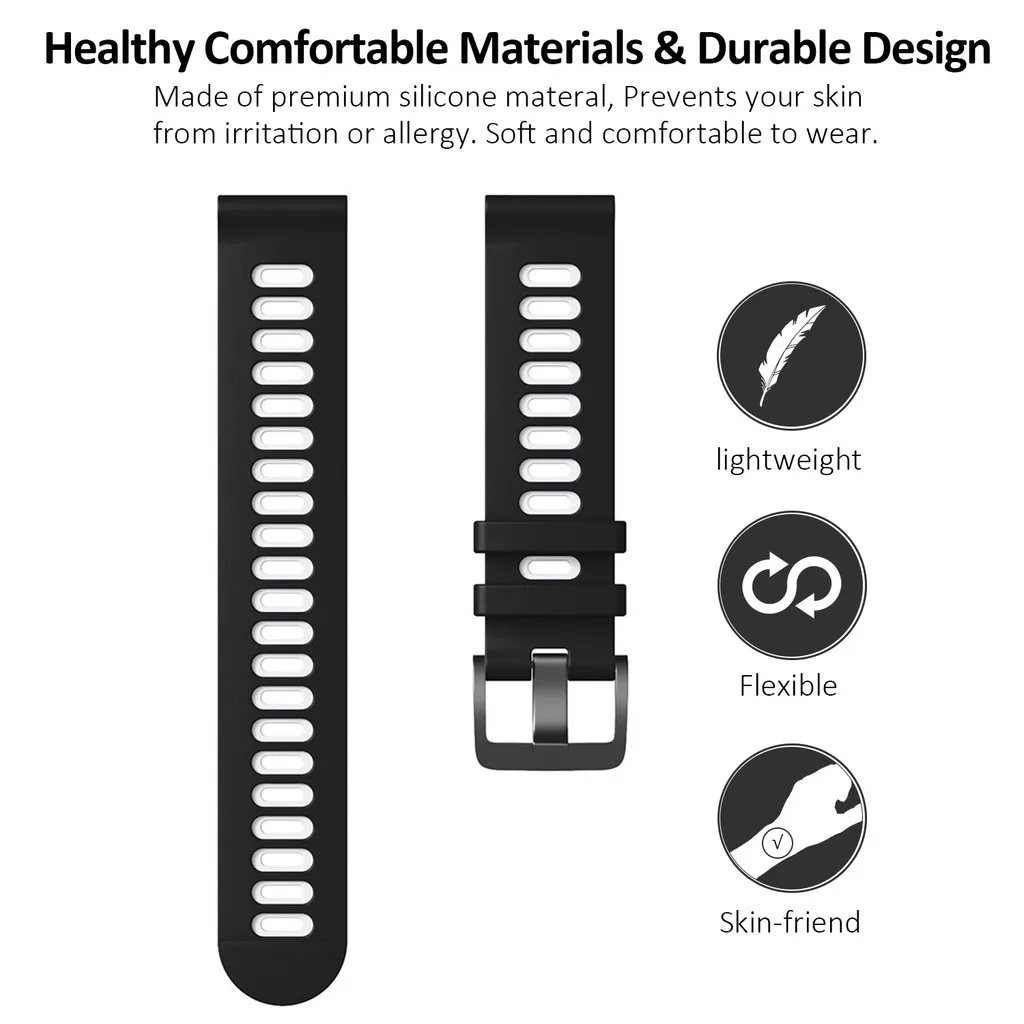 Two-Tone Silicone Sport Watchband - 22mm Universal Breathable Strap Replacement