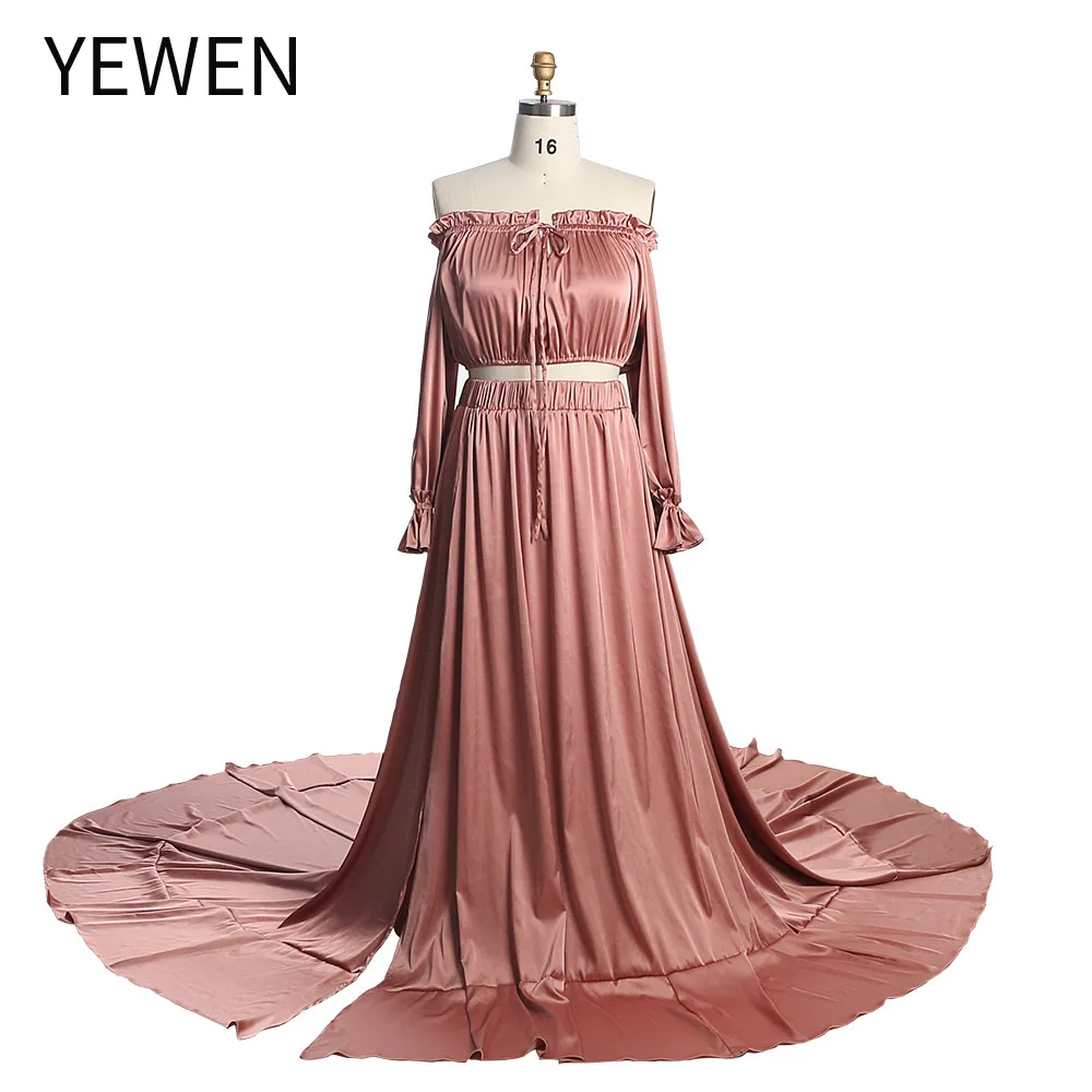 فستان حمل بوهيمي من الساتان بكتف مكشوف للتصوير الف...