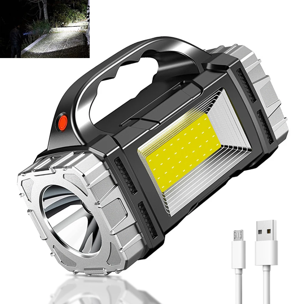 

Work Solar Portable Lights LED Searchlight Handheld Flashlight Waterproof USB Charging COB Side Lamps Outdoors Foot Campings