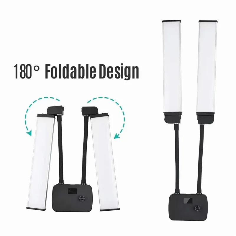 45 W flexibles Doppelarm-LED-Fülllicht, Beauty-LED-Videoleuchten 3000–5600 K mit Telefonhalter für Tiktok Live Wimpernverlängerungen – Detail 1