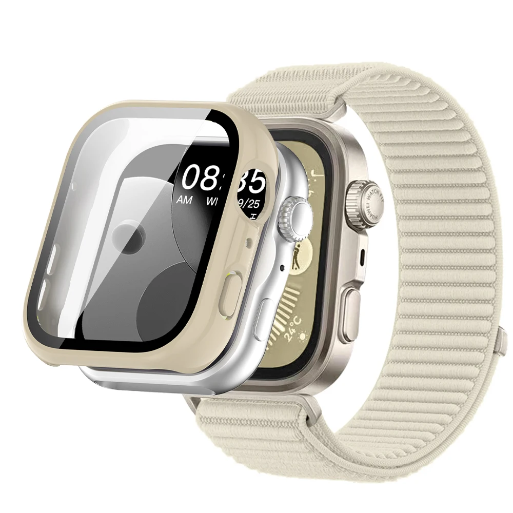Premium Nylon Strap with Durable PC Case for Smartwatch – Tempered Glass Protection Included