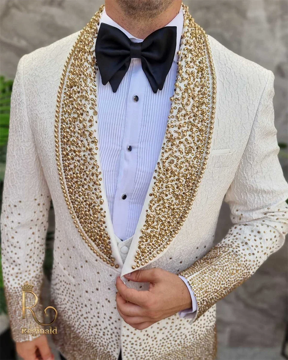Man Suits 3 PCS Groom Tuxedo Jacket With Pants Vest