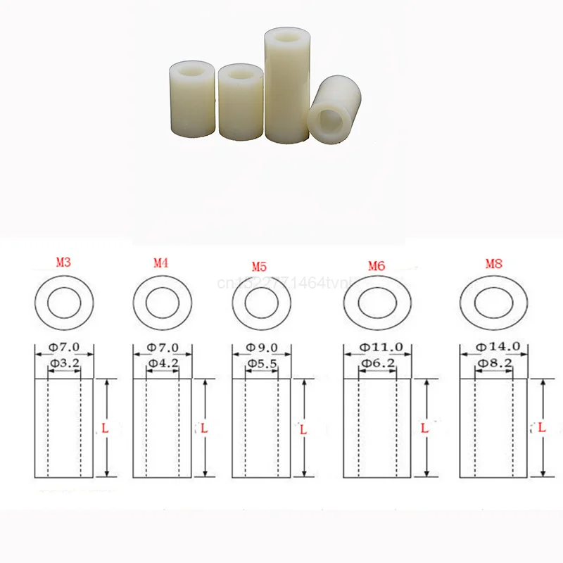 Rondelle Nylon Entretoise Plastique M2 M2.5 M3 M4 M5 M6 M8 M10 Ronde De Rondelle Plate 520 Pièces